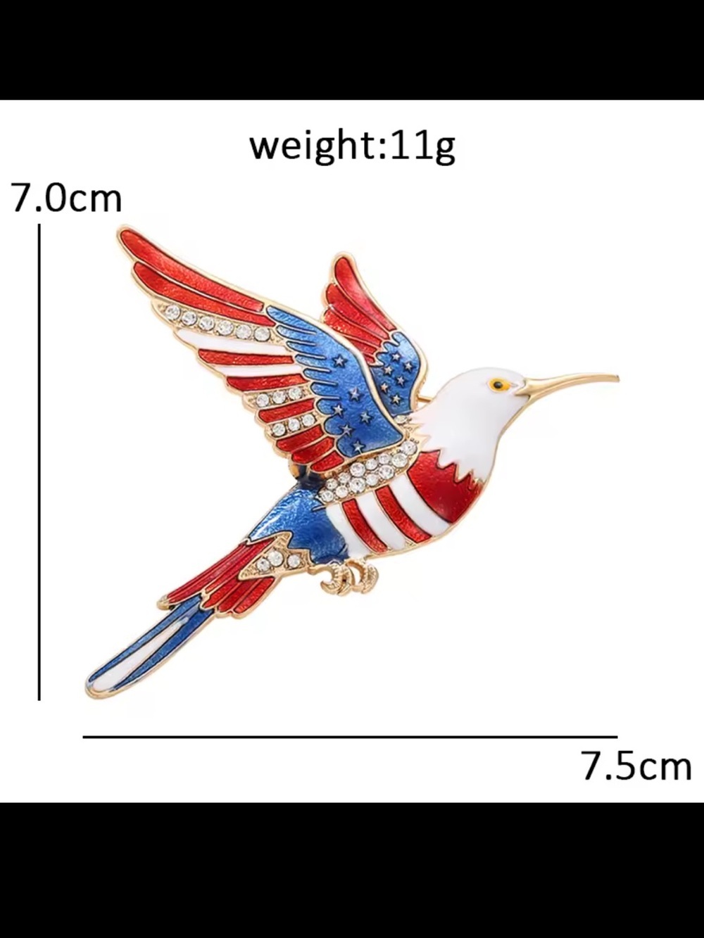 USA Flag Eagle Patriotic Brooch - Picture 5 of 10